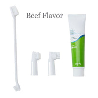 Pet Toothpaste Set Fun Dog Toothpaste Toothbrush 4 Piece Set Cleaning Supplies Tool Edible Dog Toothpaste Beef Flavor
