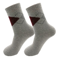 Men&#39;s Winter Thick Warm Wool Socks Australian Merino Wool Diamond Lattice Breathable Business Casual Cashmere Long Socks 2 Pair