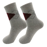 Men&#39;s Winter Thick Warm Wool Socks Australian Merino Wool Diamond Lattice Breathable Business Casual Cashmere Long Socks 2 Pair