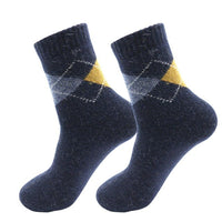 Men&#39;s Winter Thick Warm Wool Socks Australian Merino Wool Diamond Lattice Breathable Business Casual Cashmere Long Socks 2 Pair