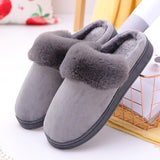 Luxury Faux Suede Home Women Full Fur Slippers Winter Warm Plush Bedroom Non-Slip Couples Shoes Indoor Ladies Furry Slippers